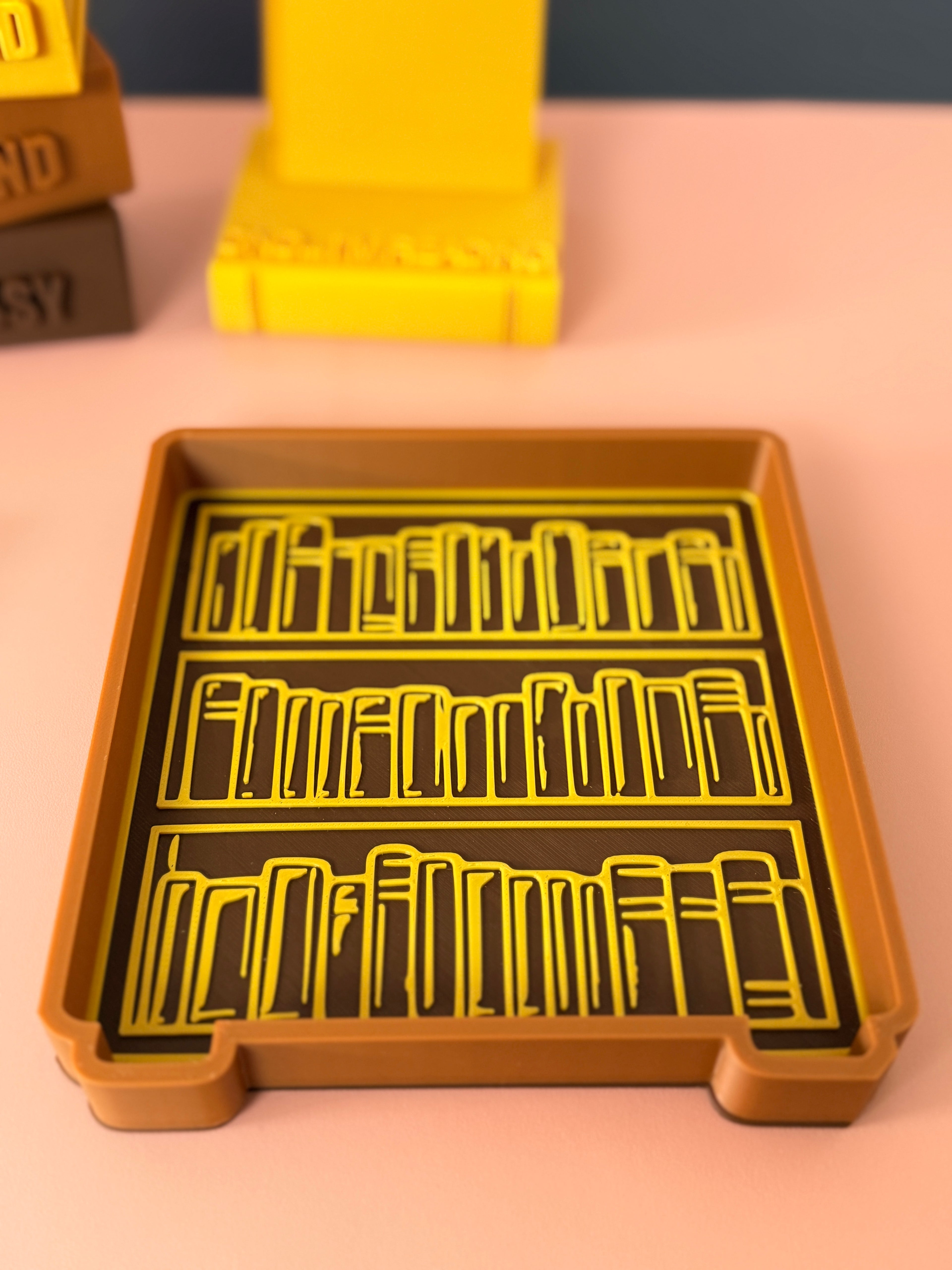 Booked & Busy Desk Set | FULL 4 PC SET | Pen Holder, Phone Stand, Tray, Giant Paper Clip Bookmark