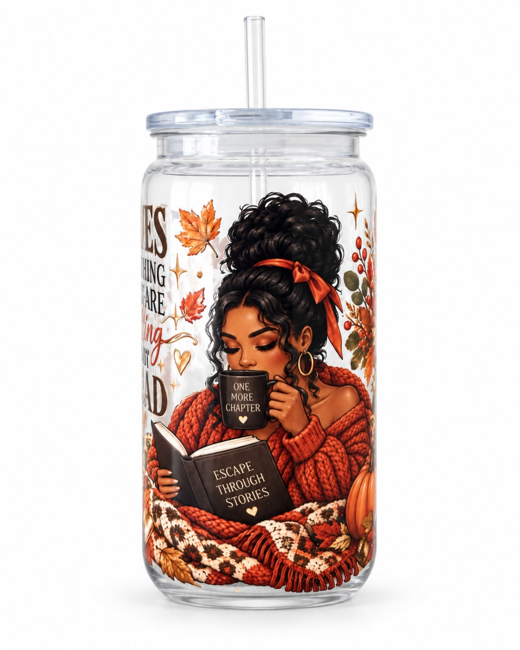 "Fall Book Lovers" 16oz Can Style Acrylic Cup