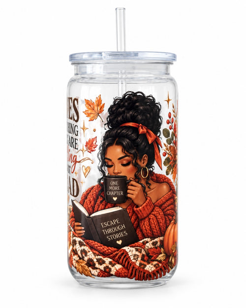 "Fall Book Lovers" 16oz Can Style Acrylic Cup