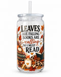 "Fall Book Lovers" 16oz Can Style Acrylic Cup