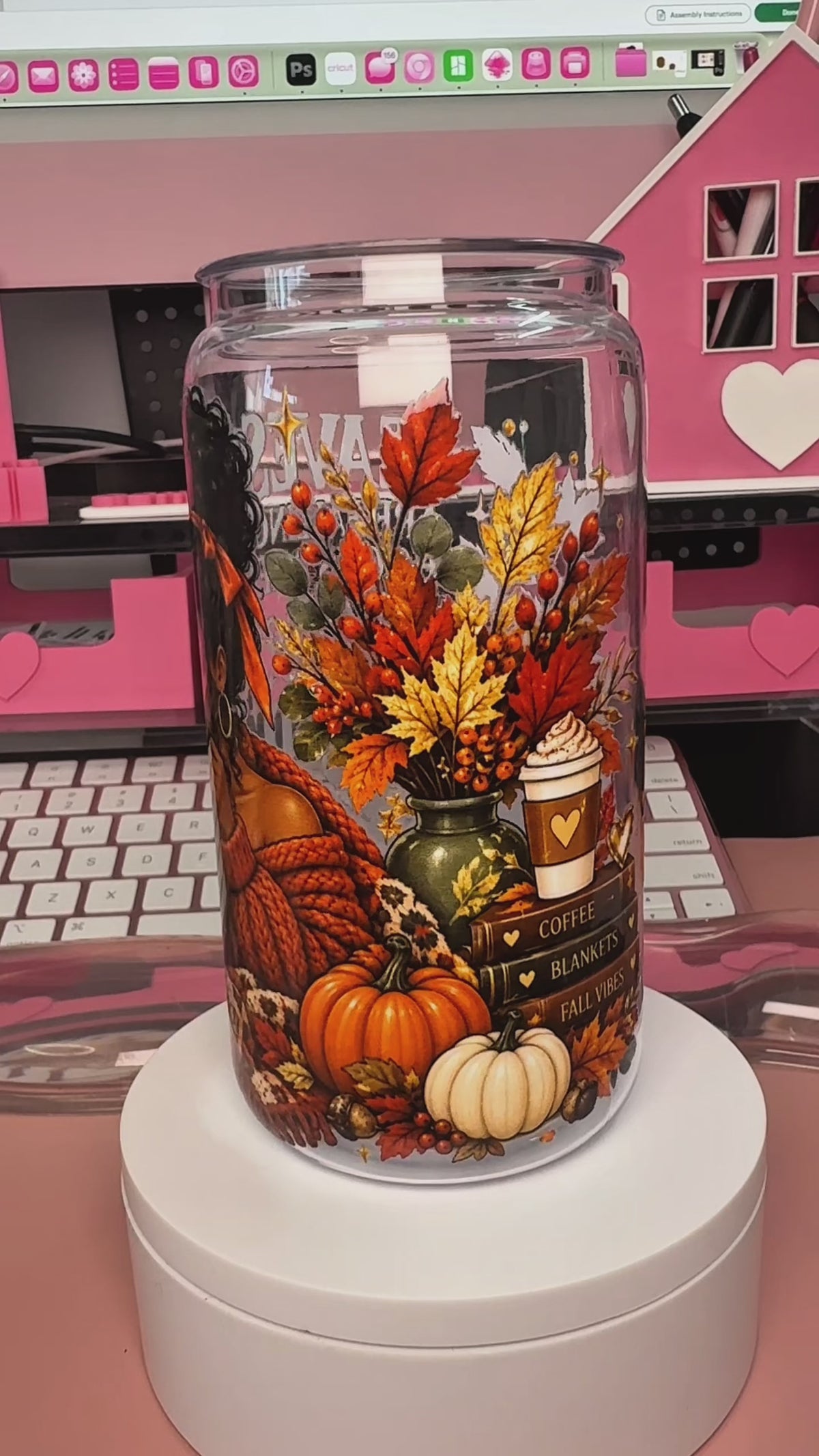 "Fall Book Lovers" 16oz Can Style Acrylic Cup